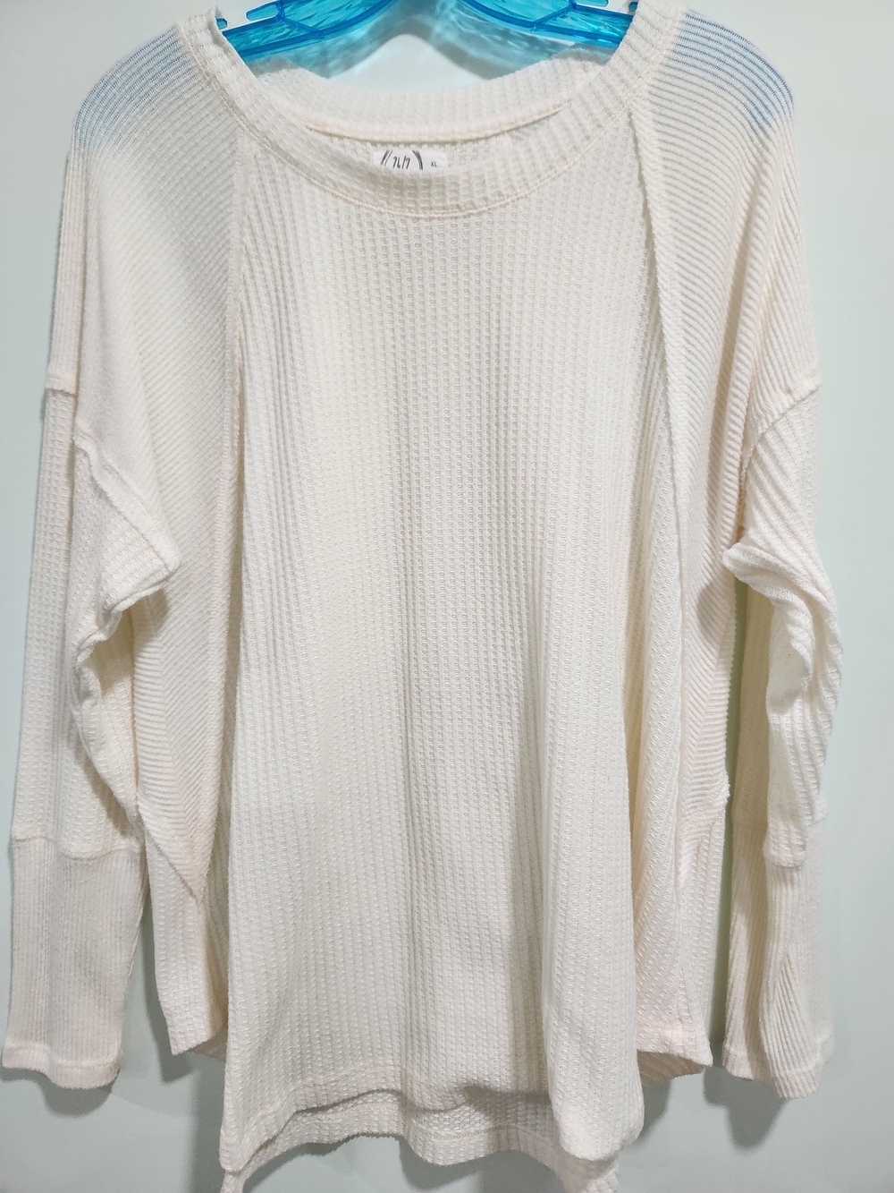 Maurices Cream Waffle Knit Long Sleeve Top
